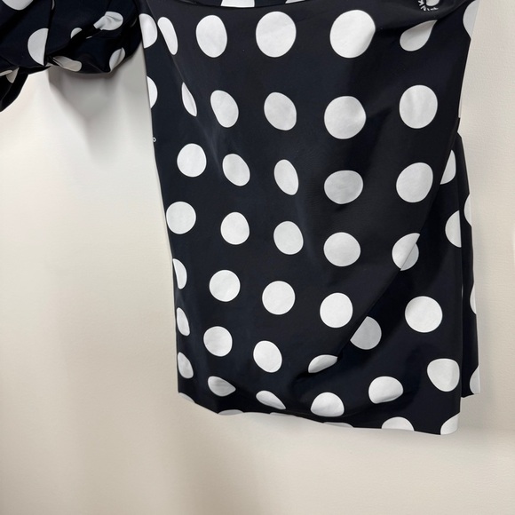Pinko Classic Pin Up One Shoulder Black White Polka-dots Mini Dress Size 1 - Picture 6 of 14